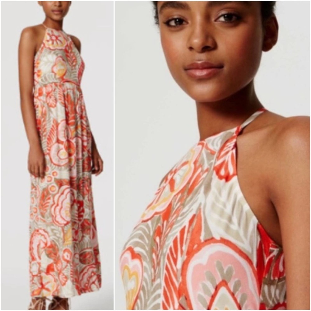 Ann Taylor LOFT Floral Print High Neck Maxi Dress